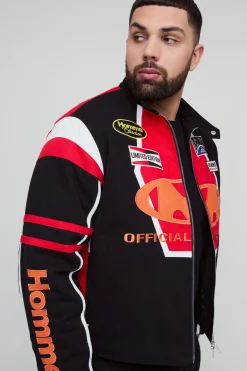 boohooMAN Plus Regular Fit Moto Applique Biker Jacket<Homme Tout Afficher|Manteaux Et Vestes