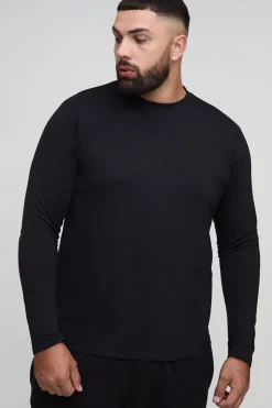 boohooMAN Plus Regular Fit T-shirt à manches longues et col rond<Homme Indispensables Grande Taille|Tout Afficher