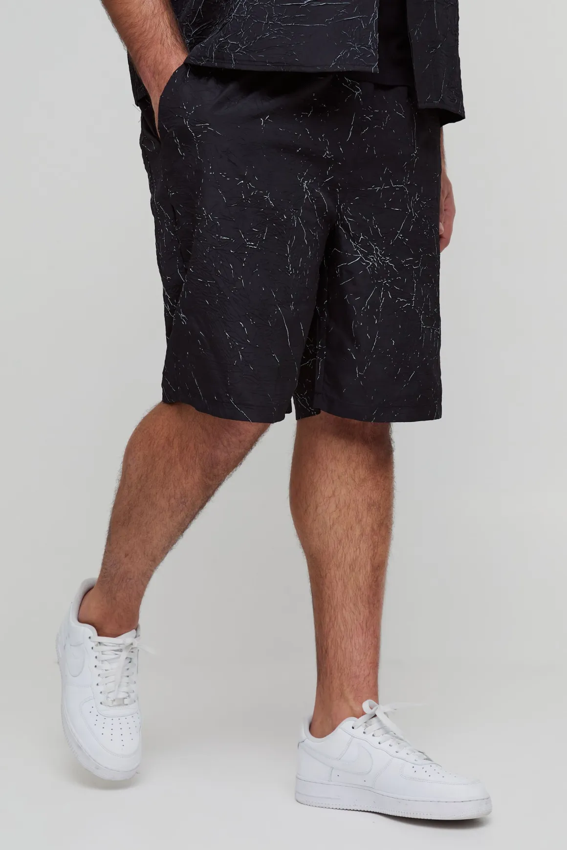 Plus Relaxed Fit Printed Crinkle Shorts