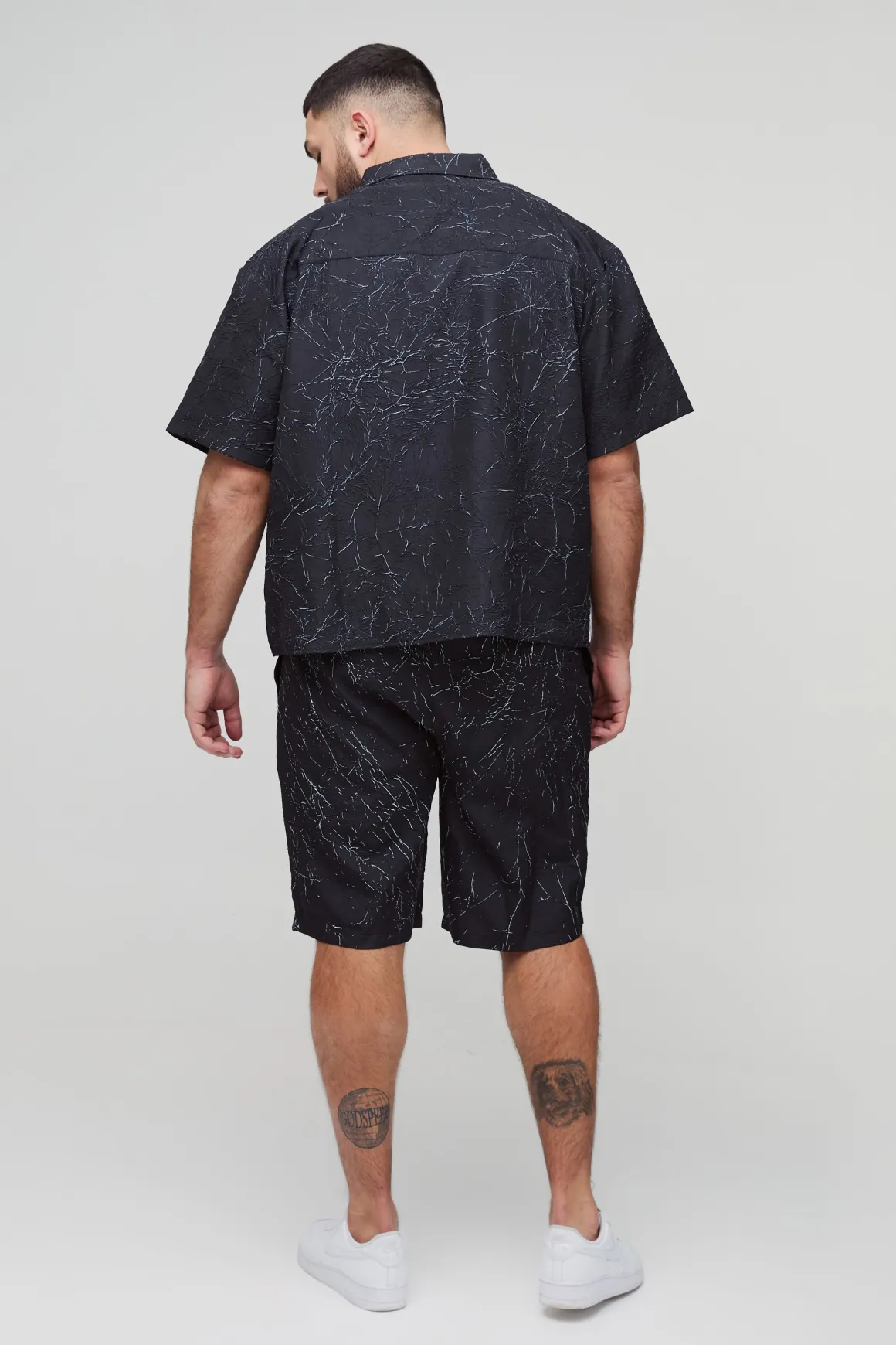 Plus Relaxed Fit Printed Crinkle Shorts