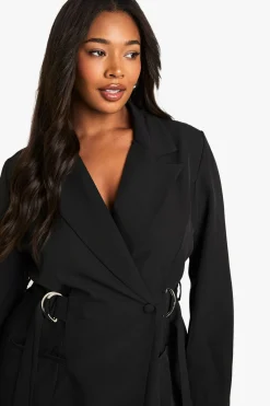 Plus Robe Blazer Cintrée à la Taille avec D-Ring