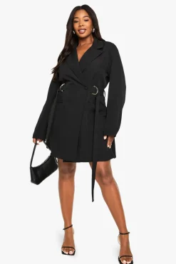Plus Robe Blazer Cintrée à la Taille avec D-Ring