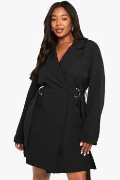 Plus Robe Blazer Cintrée à la Taille avec D-Ring