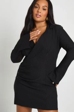 Plus robe blazer portefeuille froncée