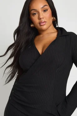 Plus robe blazer portefeuille froncée