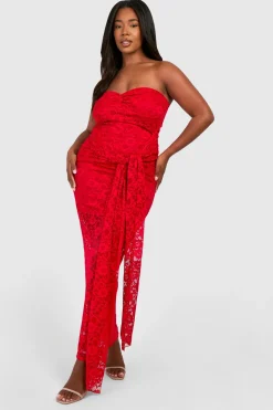 Plus Robe Bodycon en Dentelle Sans Bretelles