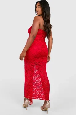 Plus Robe Bodycon en Dentelle Sans Bretelles