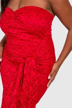 Plus Robe Bodycon en Dentelle Sans Bretelles