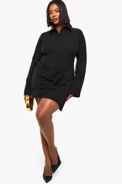 Plus Robe-chemise à drapé avant