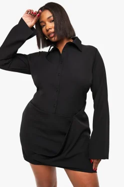 Plus Robe-chemise à drapé avant