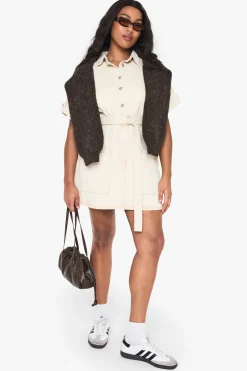 Plus Robe Chemise Utilitaire en Denim avec Ceinture
