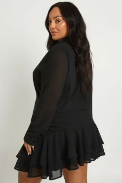 Plus Robe Chemisier Mini-Jupe à Volants