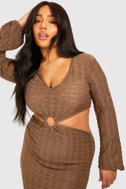 Plus Robe de plage en jersey tricoté grande taille à anneau O