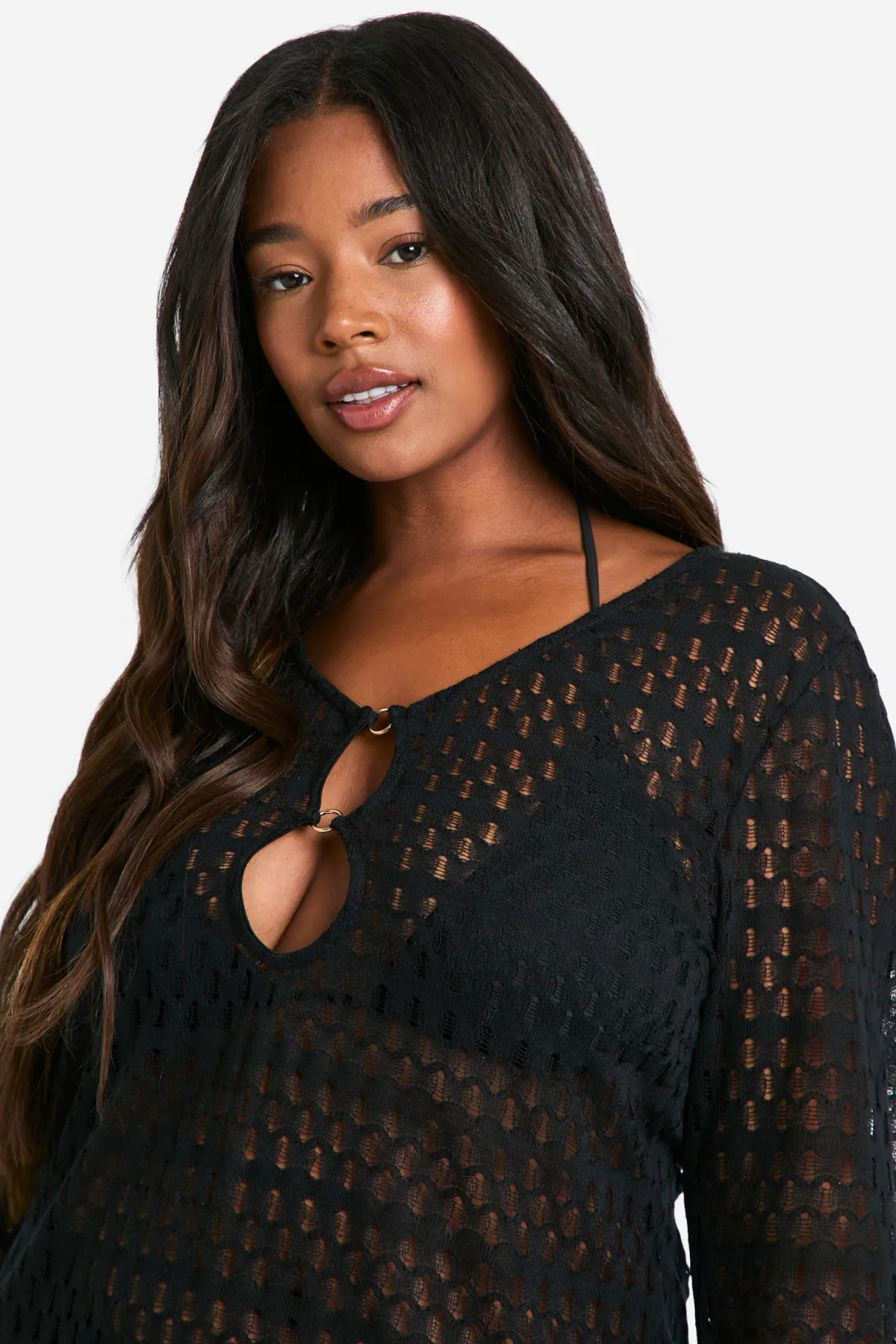 boohoo Plus Robe de plage grande taille avec détail d'anneau O<Femme Robes|Toutes Les Robes