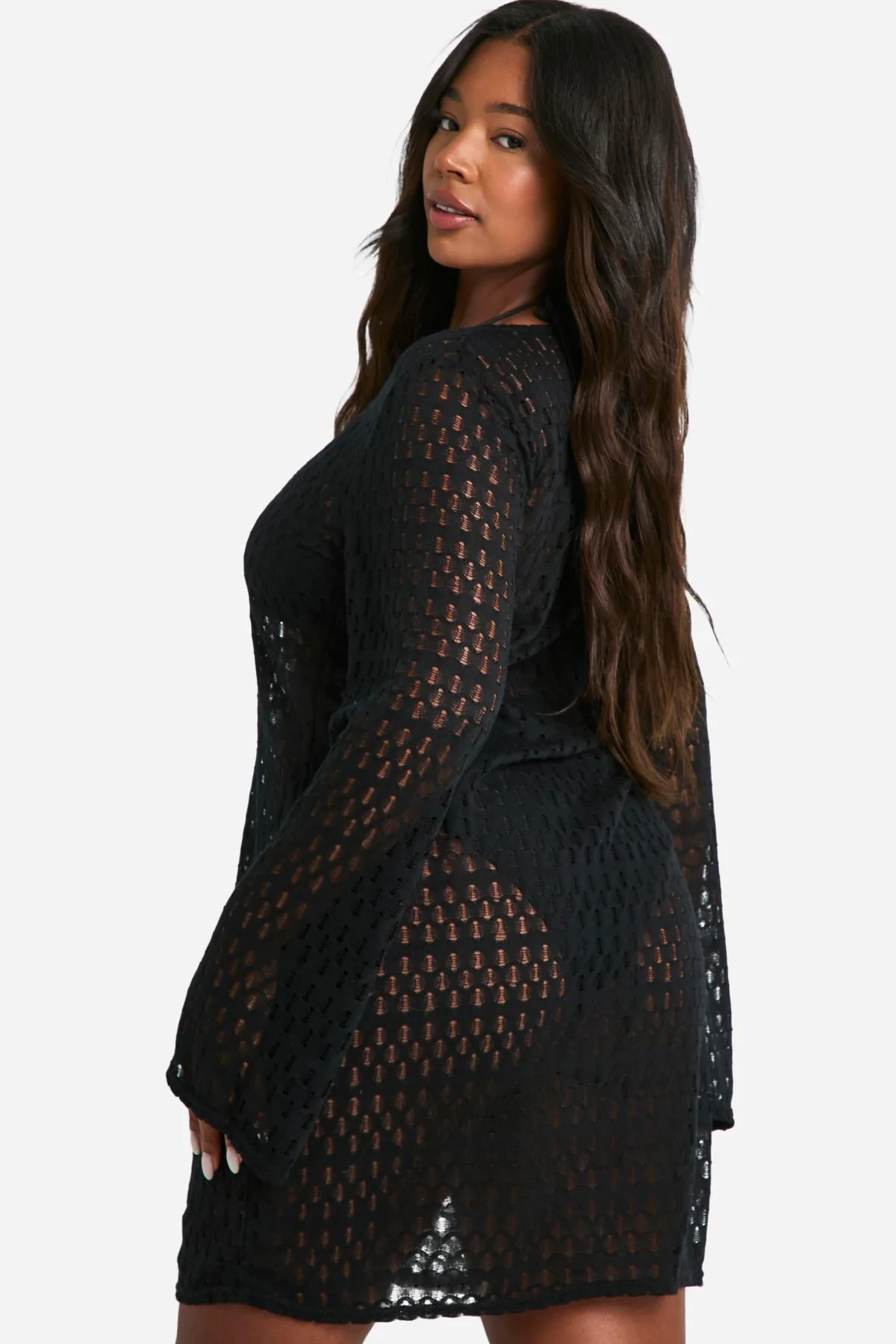 boohoo Plus Robe de plage grande taille avec détail d'anneau O<Femme Robes|Toutes Les Robes