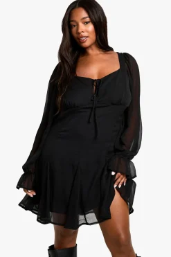 PLUS ROBE DROITE EN CHIFFON AVEC NOEUD À L'AVANT