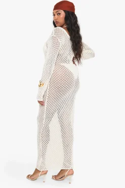 boohoo Plus Robe Maxi de Plage avec Détail en Bord Tricoté<Femme Toutes Les Robes|Robes Longues