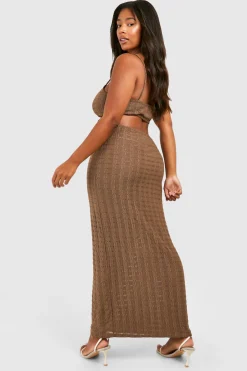 Plus robe maxi de plage en jersey tricoté à fines bretelles pour grandes tailles