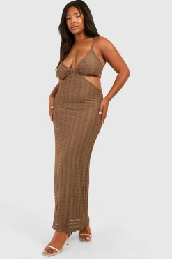 Plus robe maxi de plage en jersey tricoté à fines bretelles pour grandes tailles