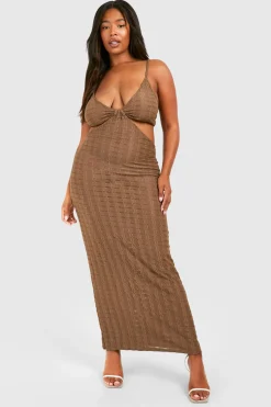 Plus robe maxi de plage en jersey tricoté à fines bretelles pour grandes tailles