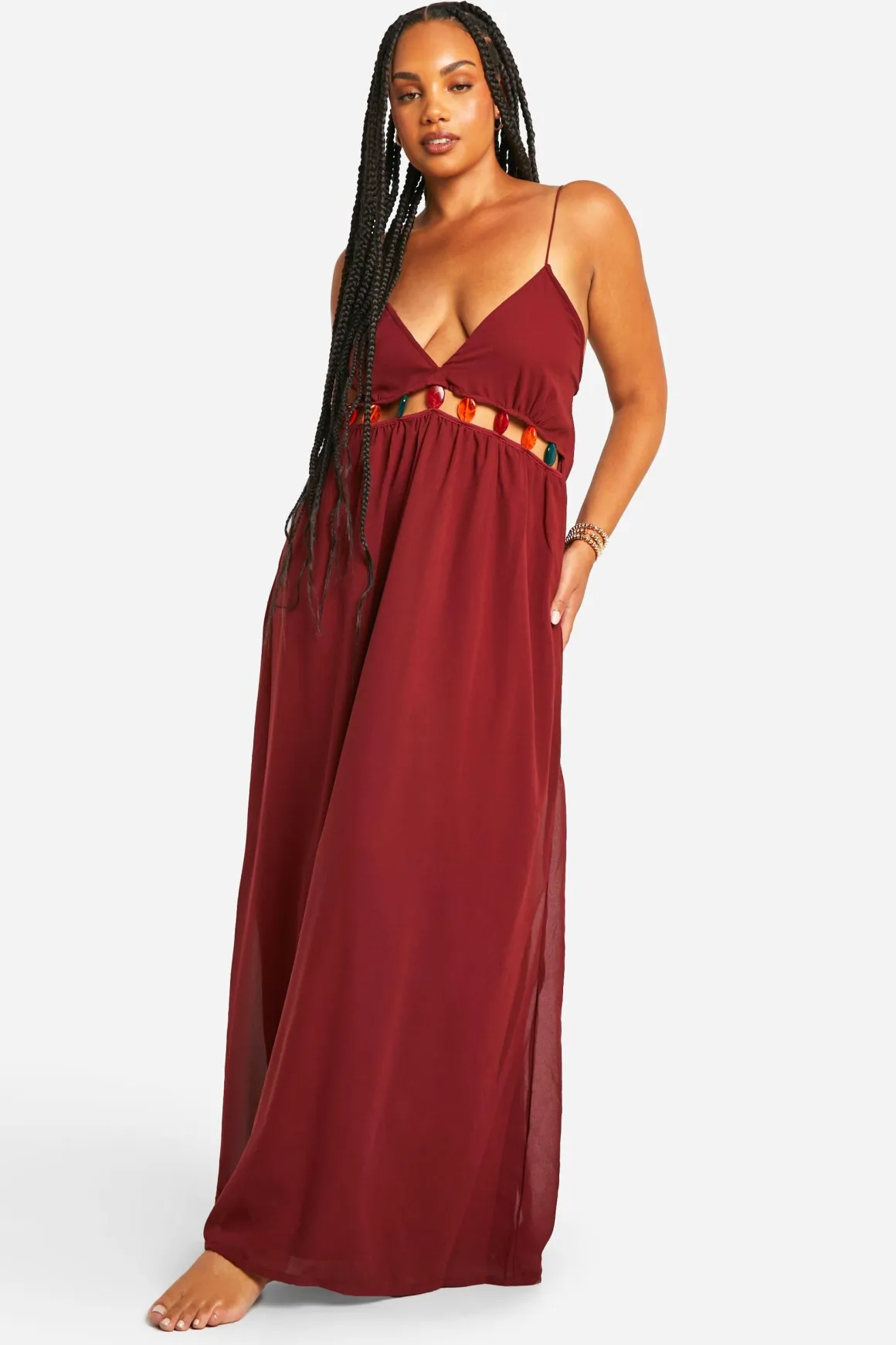 Plus Robe Maxi de Plage Grande Taille à Perles