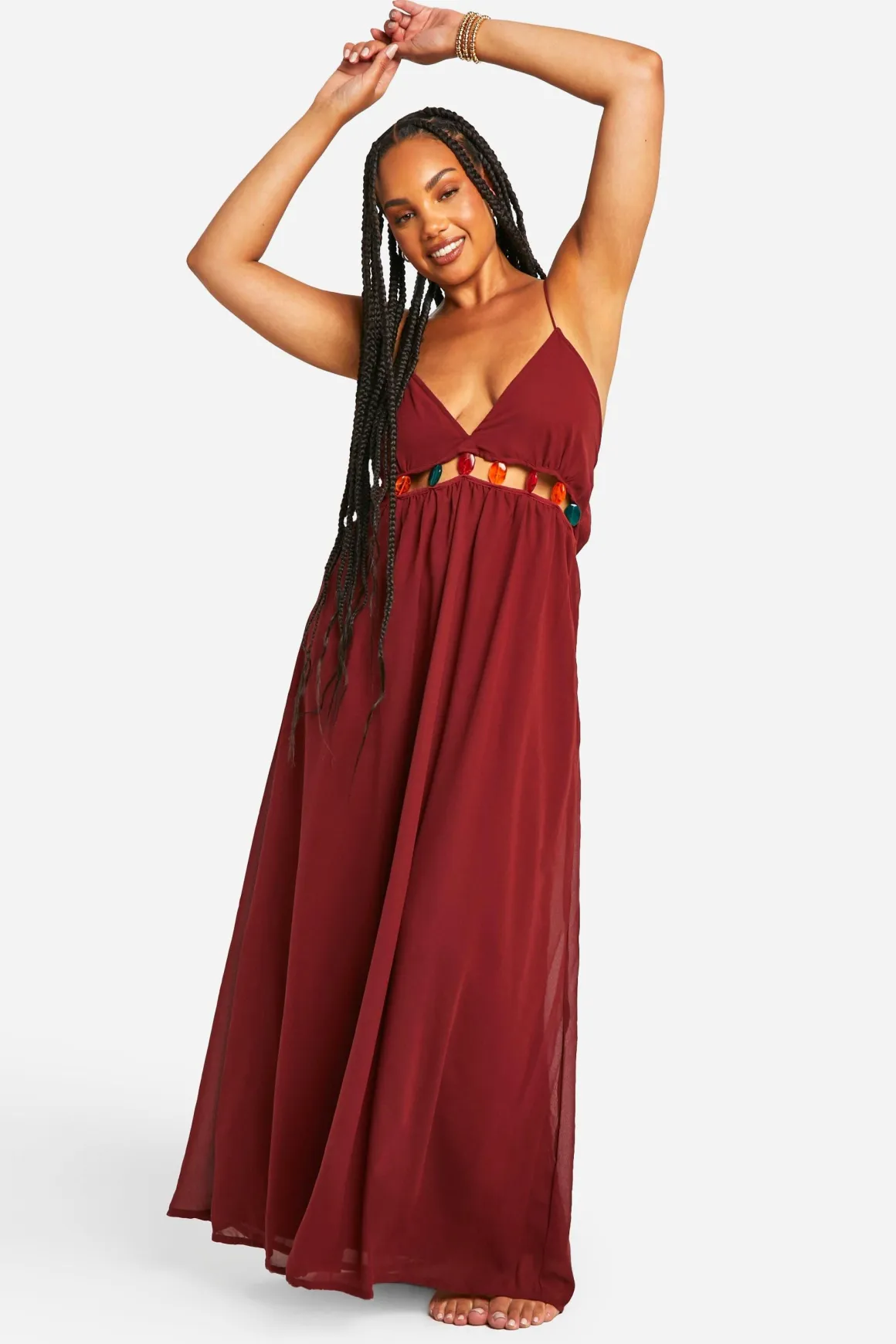 Plus Robe Maxi de Plage Grande Taille à Perles