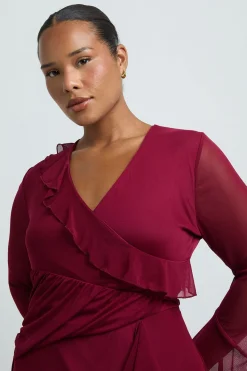 boohoo Plus Robe Maxi à Détails Volants et Portefeuille<Femme Robes À Manches Longues|Robes