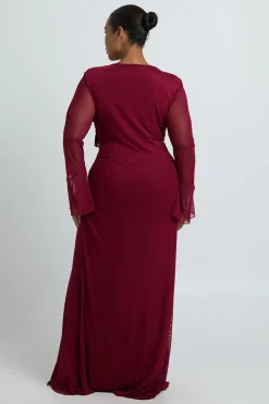 boohoo Plus Robe Maxi à Détails Volants et Portefeuille<Femme Robes À Manches Longues|Robes
