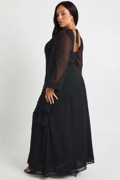 Plus Robe Maxi en Chiffon à Volants