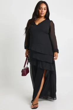 Plus Robe Maxi en Chiffon à Volants