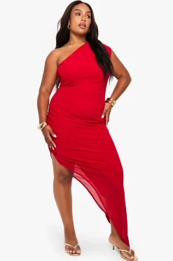plus robe maxi en mesh drapé