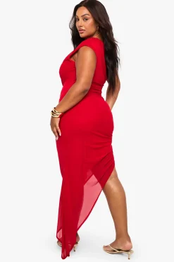 plus robe maxi en mesh drapé