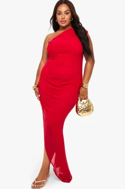 plus robe maxi en mesh drapé