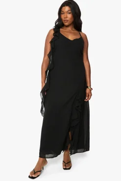 Plus Robe Maxi en Mousseline à Volants
