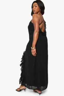 Plus Robe Maxi en Mousseline à Volants