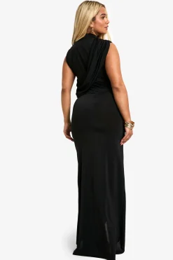 Plus Robe Maxi Grande Taille en tissu fluide avec détail enroulé