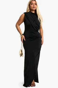 Plus Robe Maxi Grande Taille en tissu fluide avec détail enroulé
