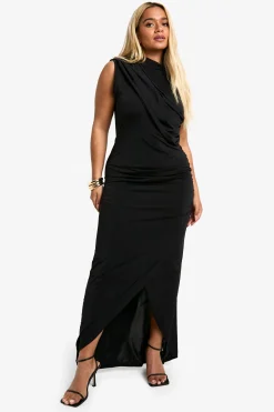Plus Robe Maxi Grande Taille en tissu fluide avec détail enroulé