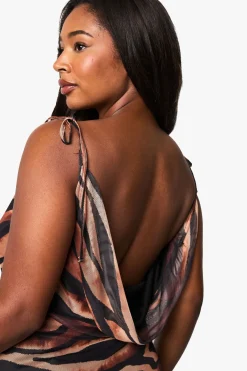 Plus Robe Maxi Imprimé Zèbre à Col Cascade