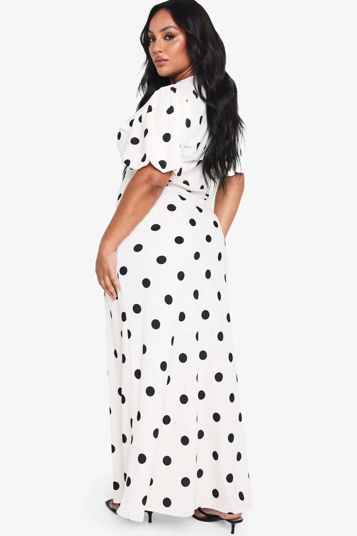 boohoo PLUS ROBE MAXI À POIS<Femme Pois|Robes Patineuses