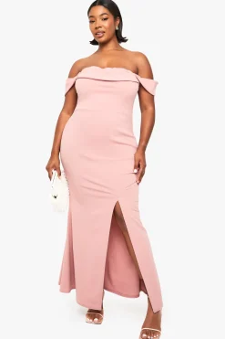 Plus Robe Maxi Portefeuille Bardot à Fronces