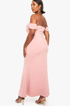 Plus Robe Maxi Portefeuille Bardot à Fronces
