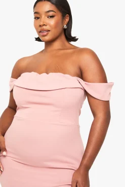 Plus Robe Maxi Portefeuille Bardot à Fronces