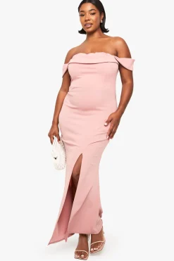Plus Robe Maxi Portefeuille Bardot à Fronces