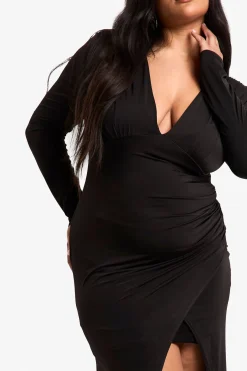 Plus Robe Maxi Portefeuille à Double Épaulette