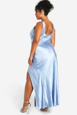 boohoo Plus Robe Maxi Satinée à Encolure Carrée pour Demoiselles d'Honneur<Femme Robes Demoiselles D'Honneur|Satin Et Dentelle