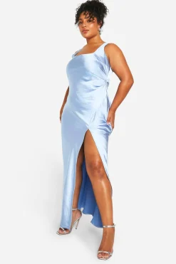 boohoo Plus Robe Maxi Satinée à Encolure Carrée pour Demoiselles d'Honneur<Femme Robes Demoiselles D'Honneur|Satin Et Dentelle