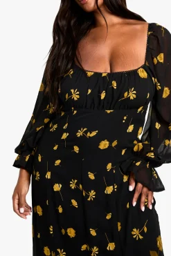 PLUS ROBE MAXI SMOCK À MANCHES LONGUES POUR GRANDES TAILES