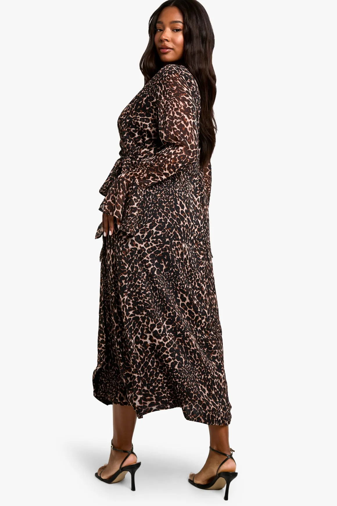 Plus Robe midaxi enveloppante en chiffon à imprimé léopard