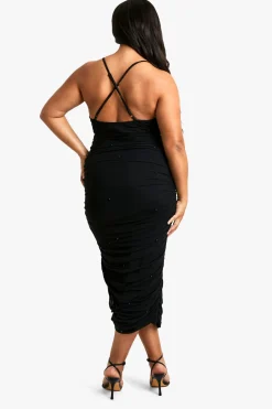 boohoo Plus Robe Midaxi Grande Taille à Perles et Brides<Femme Robes Moulantes|Robes